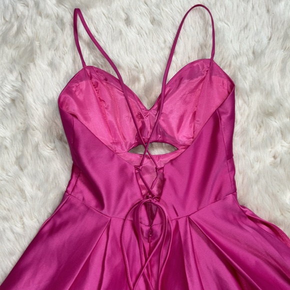 BLONDIE NITES Pink Cutout-Detail Satin A-Line Dress Size 1 NWT - Picture 9 of 11